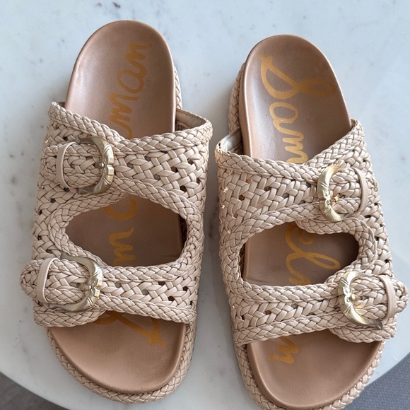 Sam Edelman Woven Double Buckle Platform Sandals Size 8.5 - Picture 2 of 9